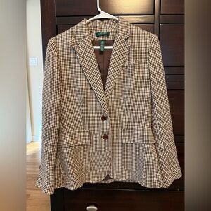 Ralph Lauren Brown and White Houndstooth Jacket